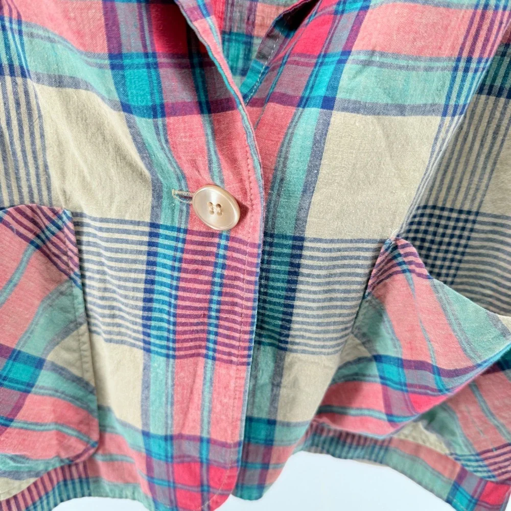 Vintage Country Suburbans Plaid Blazer USA‎ Made Casual Career One Button sz10